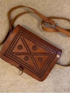 Genuine Leather Handmade Crossbody - Tan/brown